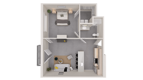 Floor plan for 1 bed, 1 bath, 780 sqft